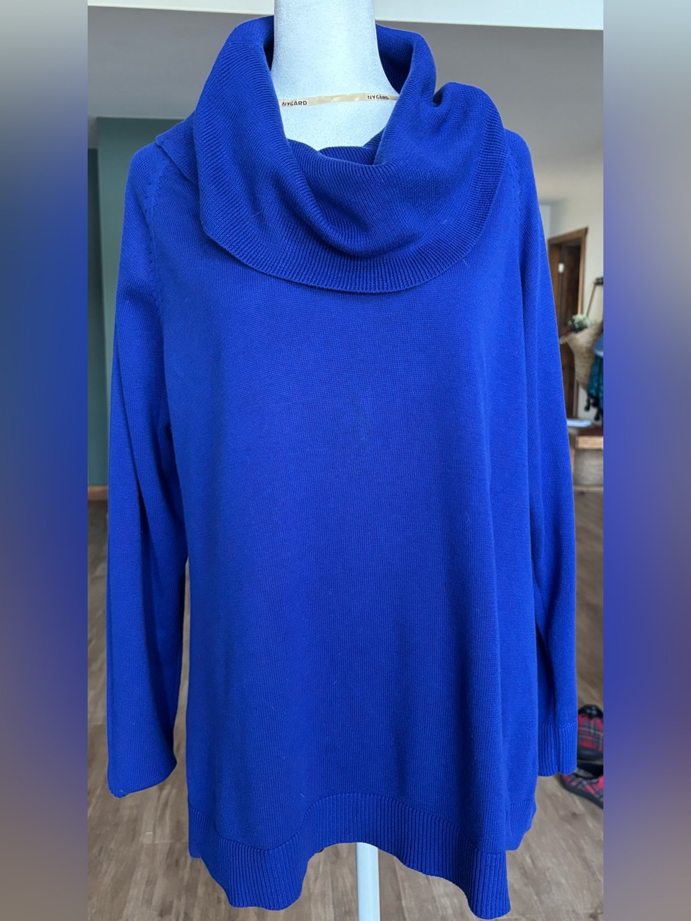 Bianca Nygard Royal Blue Cowl Neck w/ chiffon insert in back -SZ 2X
